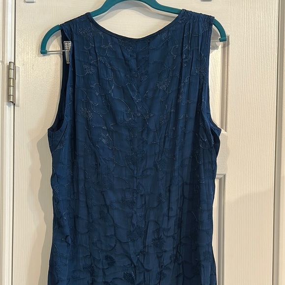 Merona Sleeveless Floral Embroidered Maxi Dress Vintage Navy Women’s XL Summer - Picture 4 of 7